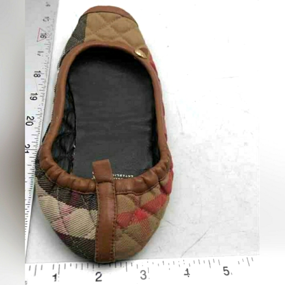 Burberry Brit Italy Designer Ballet Flats Quilted Plaid Sz 4 - Picture 5 of 10
